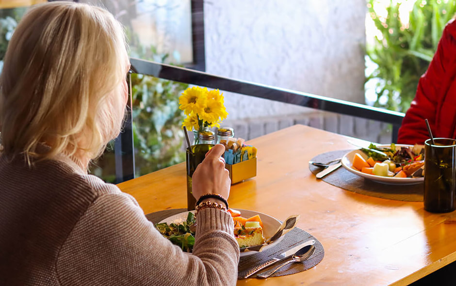 Two women Enjoying a meal